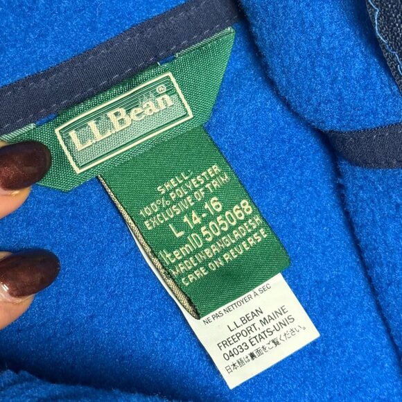 LL.Bean Kids' Mountain Classic Fleece Hoodie – Blue, Size L (14-16) – Like New - Picture 6 of 10